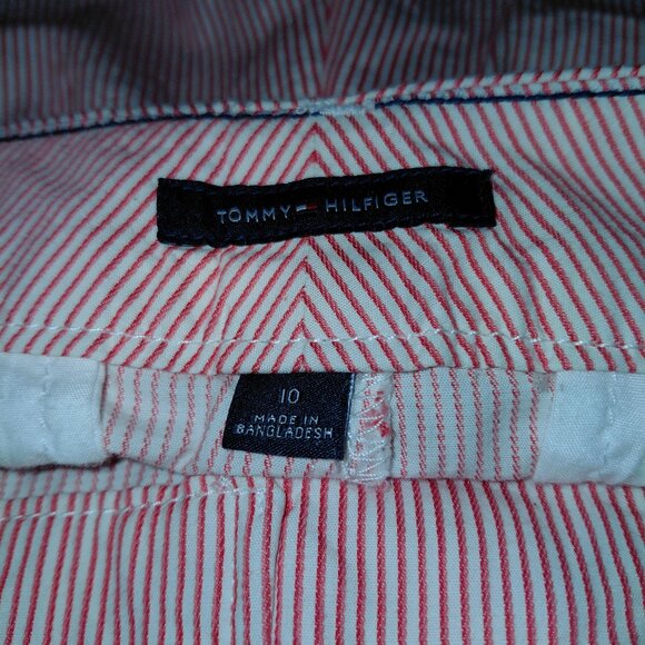 NWOT Tommy Hilfiger Shorts Chino Striped Salmon Women's Size 10 - Picture 8 of 9